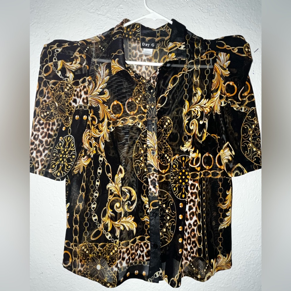 Day G Women's Black and Gold Blouse
